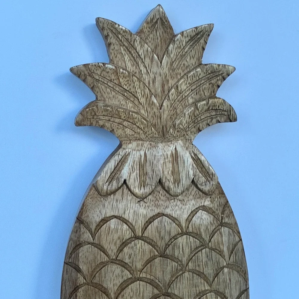 Pineapple Wall Hook Wood Tropical Coastal Boho Tiki Entryway Towel Hook Island